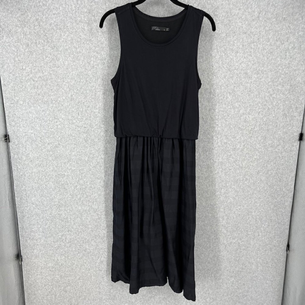 Prana Womens Perry Midi Dress Size S Black Pockets Boho Beachy Casual Stretch
